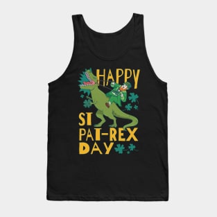 Happy St. Pat-Rex Day Leprechaun Riding T-Rex Dinosaur for St. Patrick's Day Tank Top